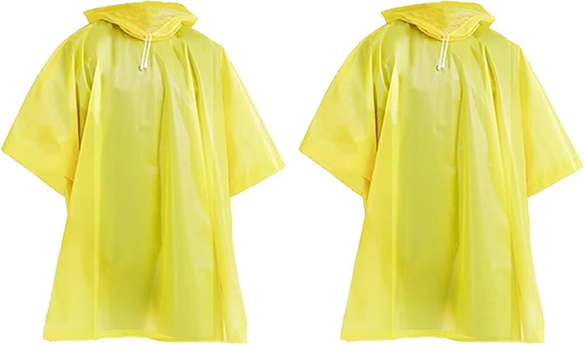 Regenponcho Set - Waterdichte Cape - Buitenactiviteiten Beschermen - Verstelbare Capuchon - 2 Stuks - Geel