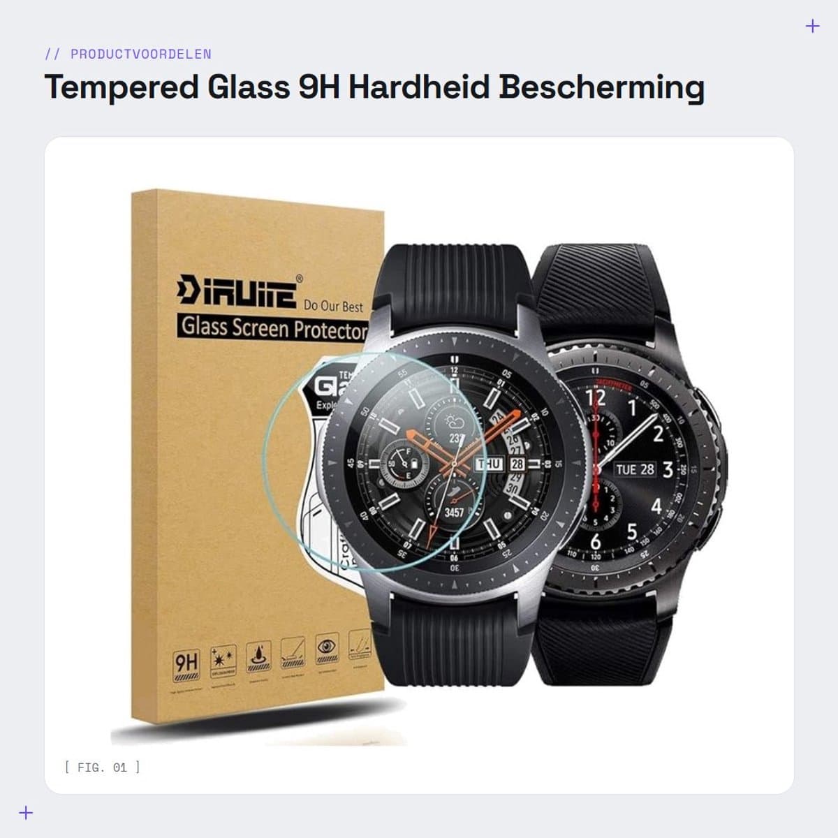 Dailygoods - Tempered Glass - 9H Hardheid - Bescherming - 46mm - Schermbeschermer - Hoge helderheid - Geschikt voor Samsung Galaxy Watch 46mm en Gear S3