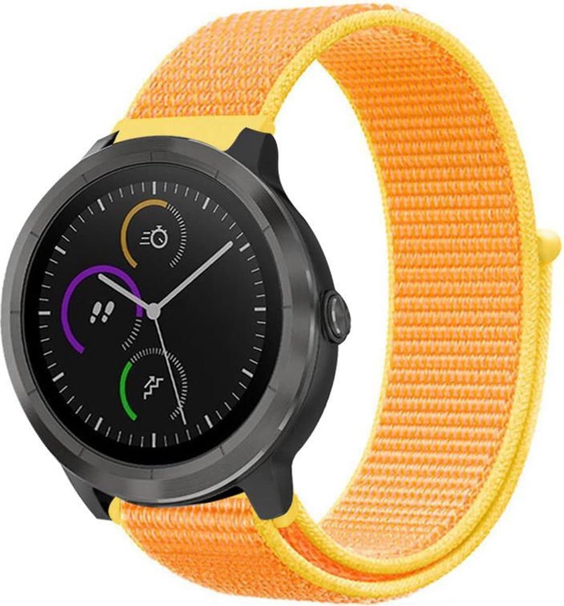 geschikt voor Garmin Vivoactive 3 nylon band - lichtgeel - 42mm
