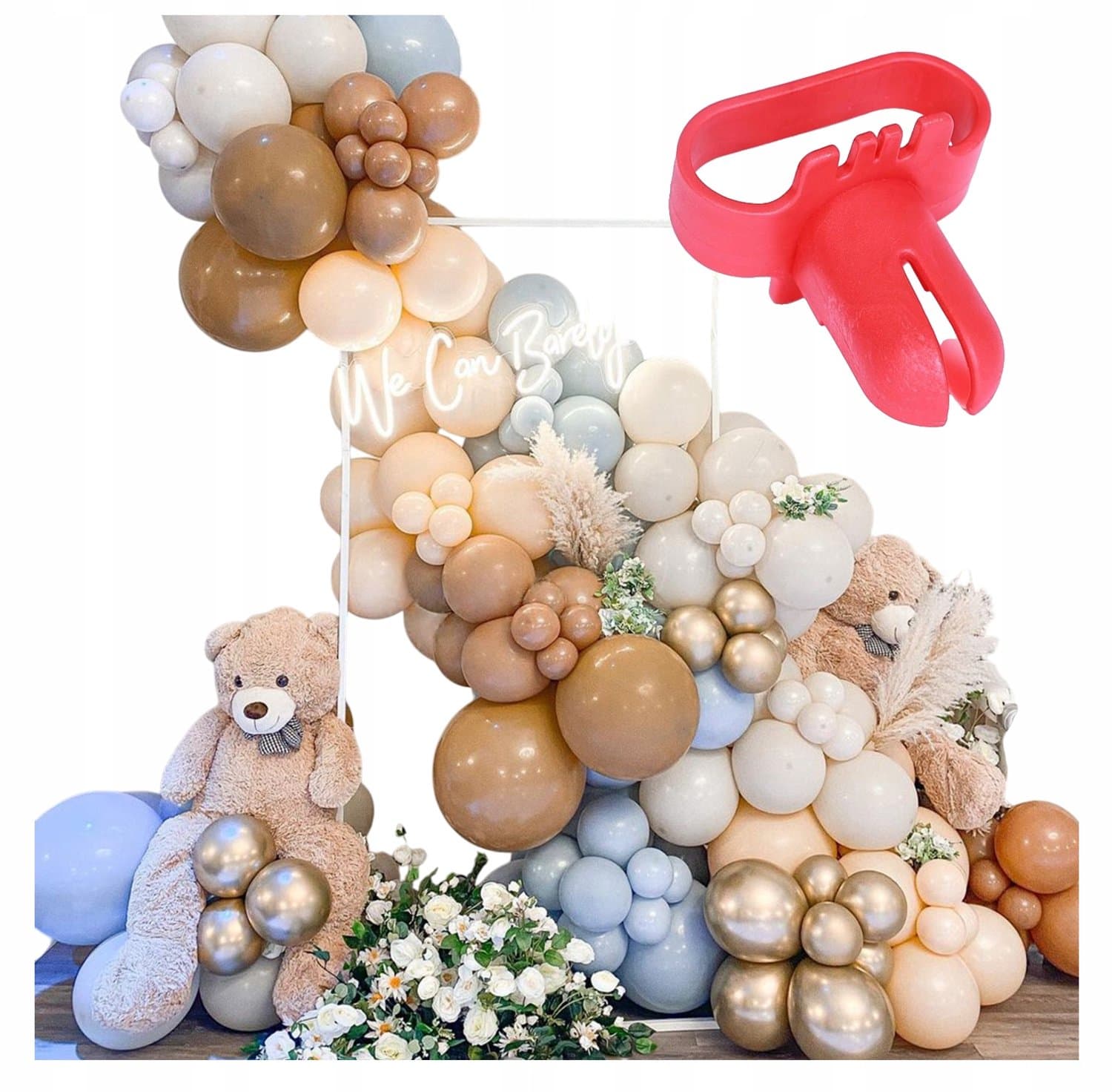 Ballonboog Set Beige Blauw Babyborrel Doop Verjaardag Jongen