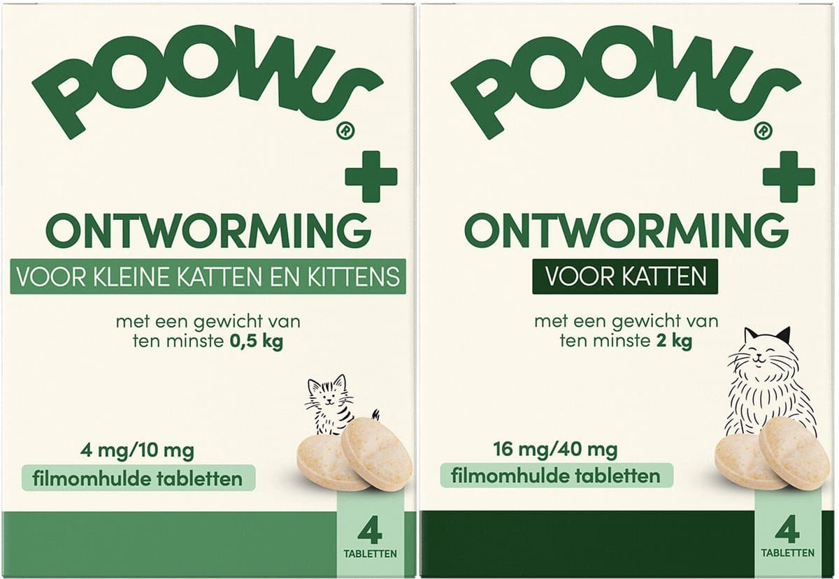 Poows Ontworming Grote Katten - 4 tabletten