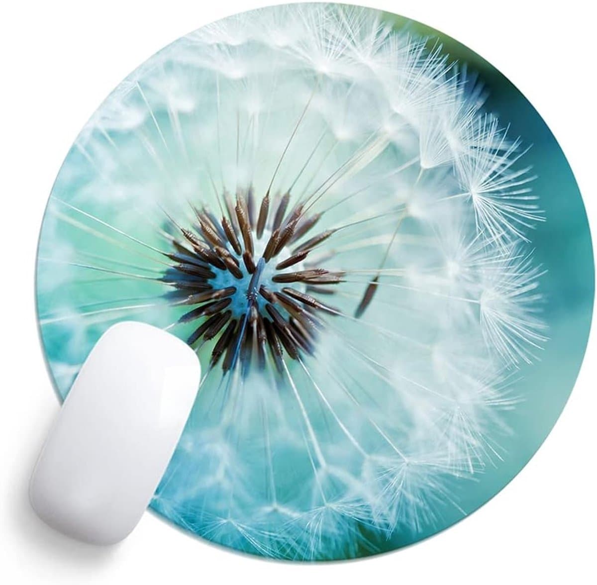 Ronde Muismat van 20 cm met Dandelion Motief - Kleine Muismat voor Thuis en Kantoor, Perfect voor Gamers en Creatieve Werkplekken