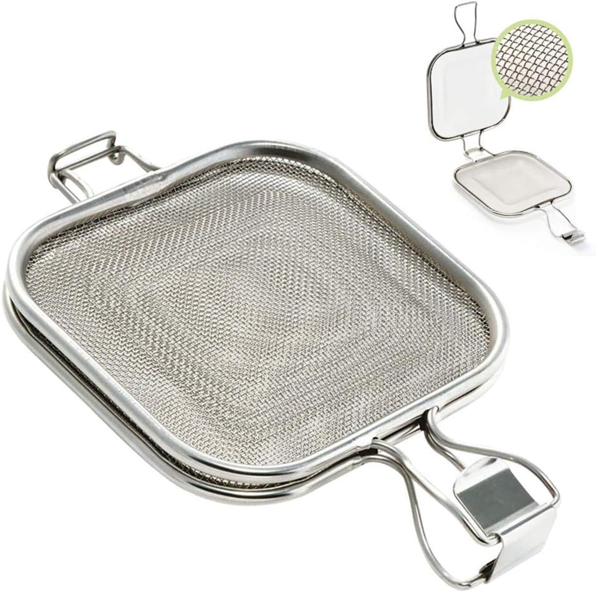 Stainless steel sandwich grill basket with clamp, suitable barbecue baking part for oven and toaster with folding mesh