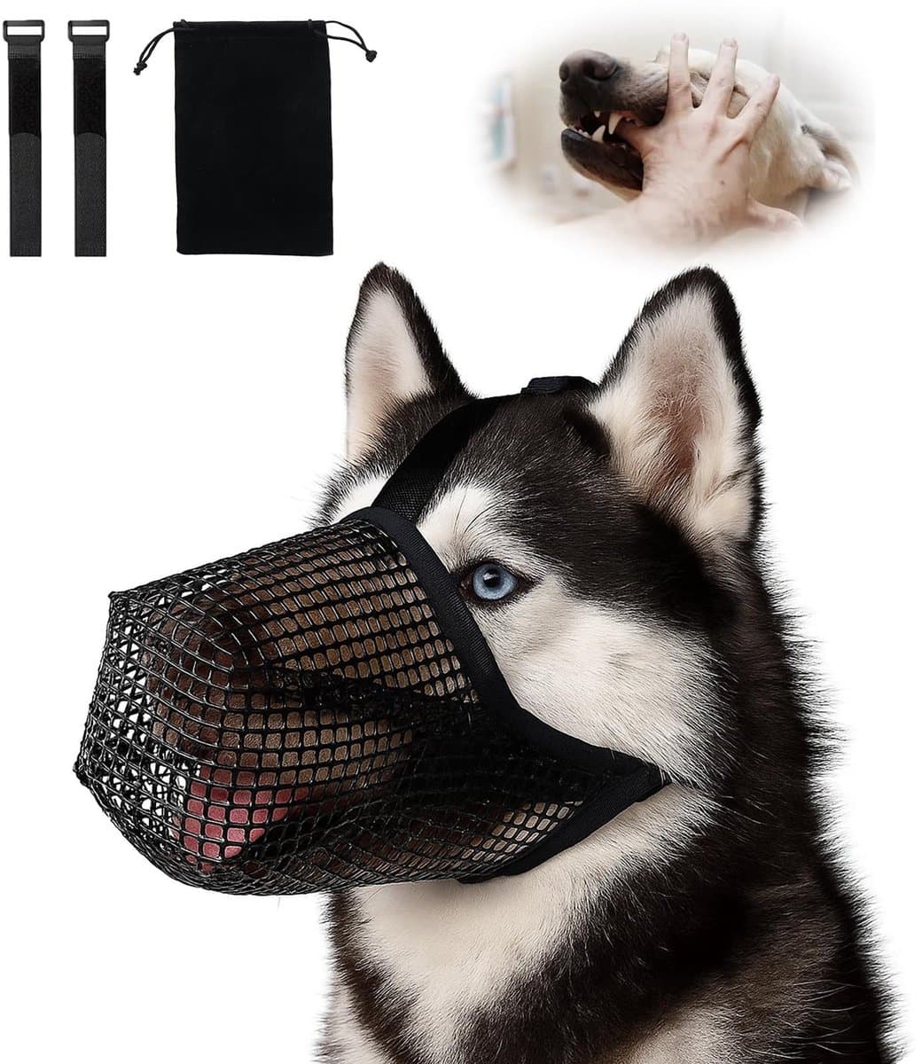 Golden crown - Muilkorf voor honden - Muilkorf - Zacht mesh-design - Maat M - Ademend nylon - Geschikt voor middelgrote en grote honden - Duurzaam en co...