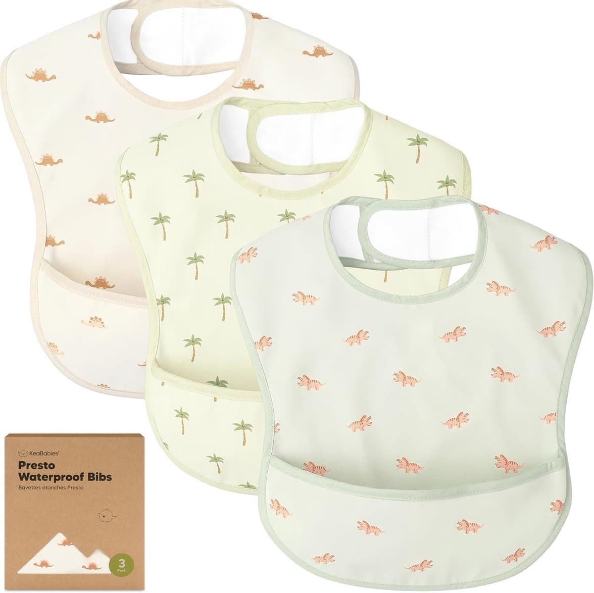 3 Pcs Baby Bibs, Waterproof for Eating, Lightweight Baby Bibs with Catching Tray, Dirt-Resistant, Washable
