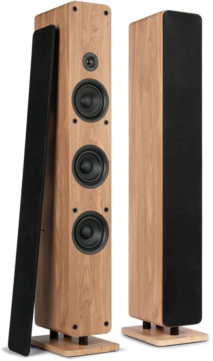 Audizio Arco passieve HiFi speakerset - Vloerstaande zuil luidsprekers - 320W - Houtlook