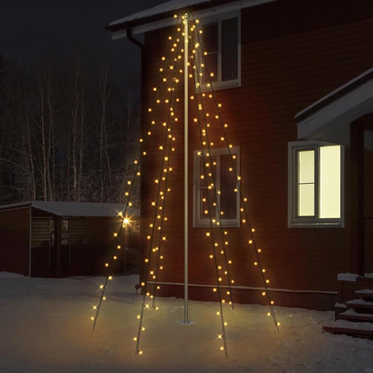 192 LED Lichtketting voor Vlaggenmast - 6 Strengen Warm Wit Buitenverlichting