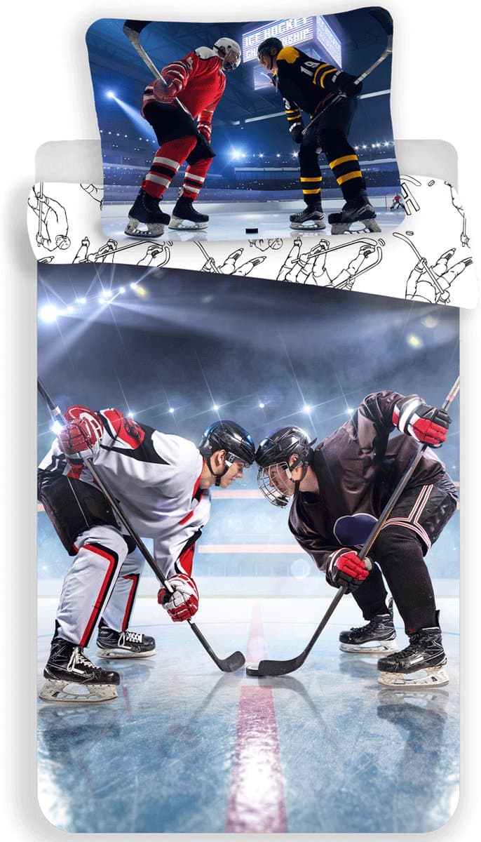 Sport Dekbedovertrek Ice Hockey - Eenpersoons - 140 x 200 / 70 x 90 cm - Katoen