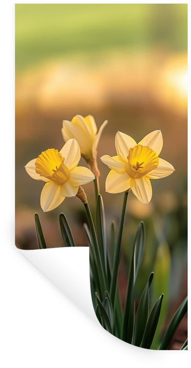 Muurstickers - Sticker Folie - Bloemen - Geel - Wazig - 20x40 cm - Plakfolie - Muurstickers Kinderkamer - Zelfklevend Behang - Zelfklevend behangpapier - Stickerfolie
