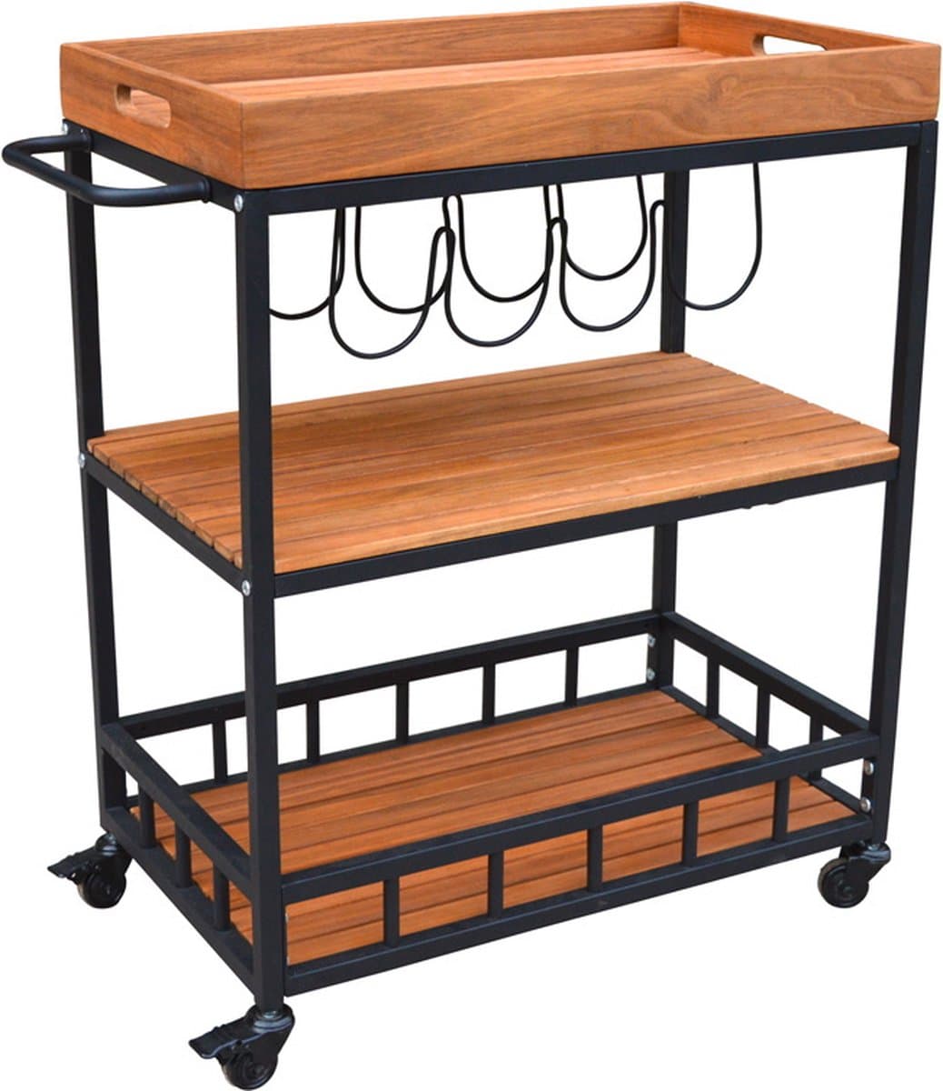 Trolley Naturel - Acaciahout - 67x40x84 cm - Trolley Butler - SenS-Line