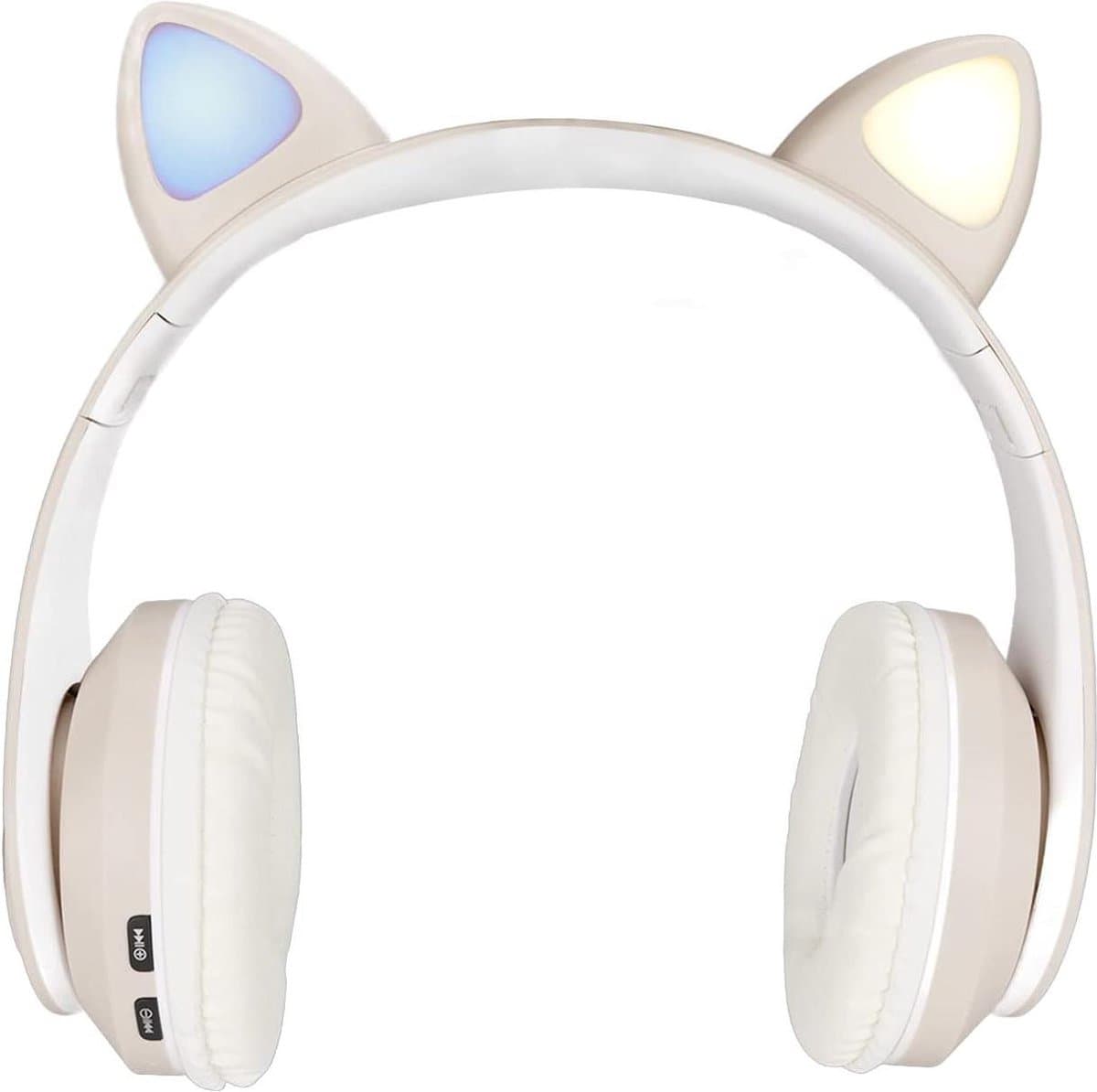 Cute Cat Ear Gaming-hoofdtelefoon - Draadloze Bluetooth-headset met Verstelbare Bas voor Kinderen - Khaki .