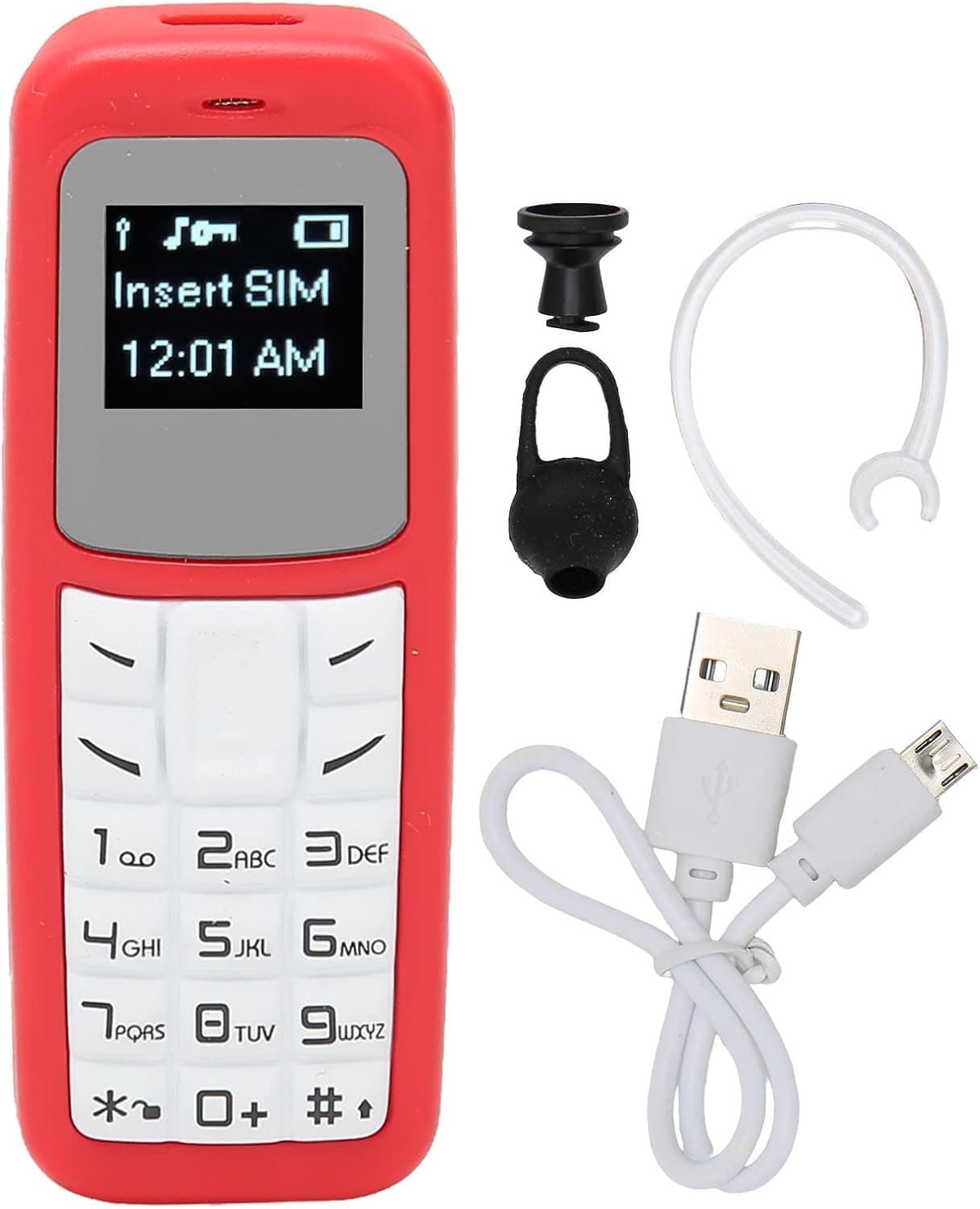 Mobiele Telefoon, 2G Mini-bluetooth-telefoon met Oorhaak, Ontgrendelde Bluetooth-koptelefoonkiezer voor Kinderen, Mp3-mp4-muziekspeler, Back-uptelefoon, (Rood)