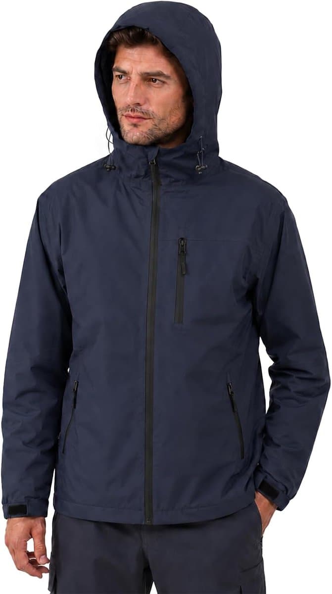 Waterdichte Jas Heren Lichtgewicht Trenchcoat Heren Waterdichte en Ademende Outdoorjas Met Capuchon Geschikt Voor Wandelen en Kamperen