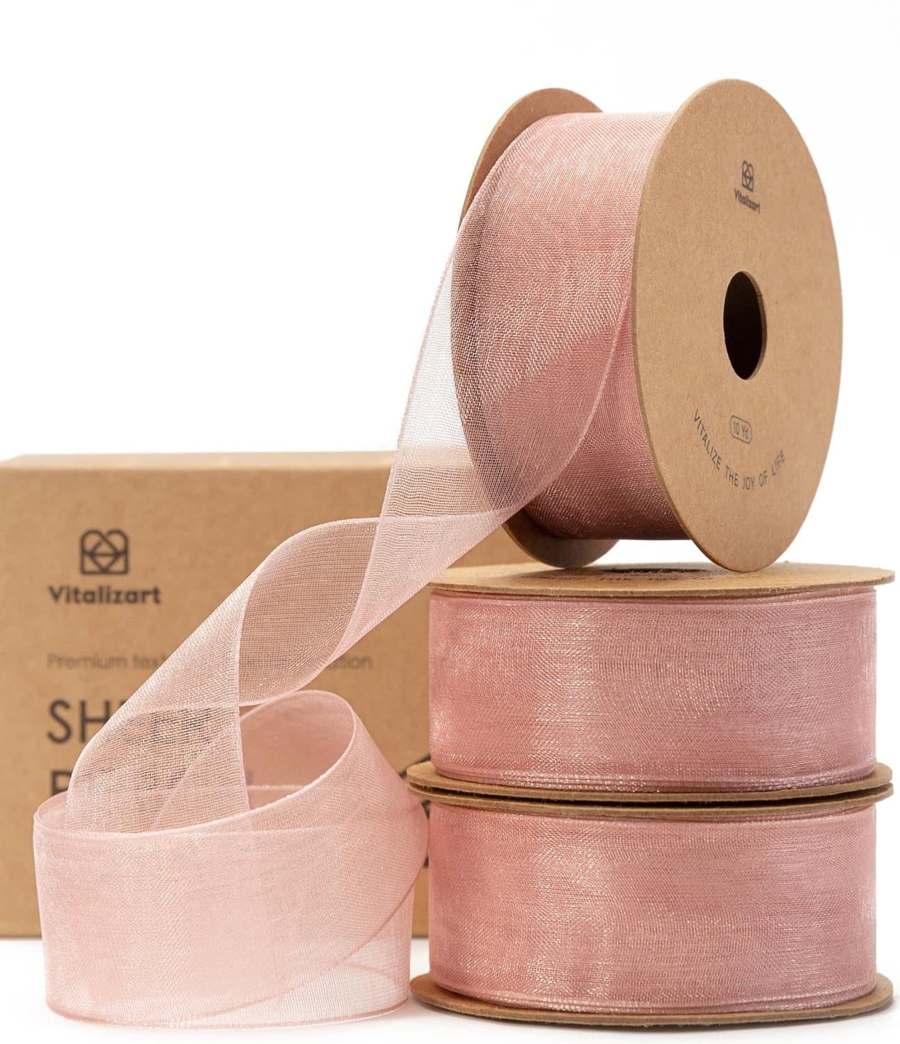 Organza Lint - Roze - 2,5 cm x 27,4 m - Cadeaulint en Decoratielint - Voor Cadeauverpakking, Kerstboom, Bruiloft en DIY - Set van 3