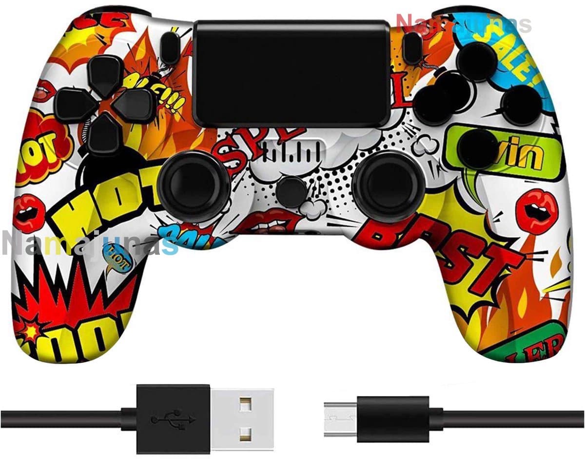 Namajunas - Draadloze Controller geschikt voor PS4/Pro/Slim/PC - Bluetooth gamepad - Geschikt voor Playstation 4 -Zes-assige sensor - LED-lichtbalk en touchscreen-functionaliteit - Audio Jack Input - Gaming Accesoires