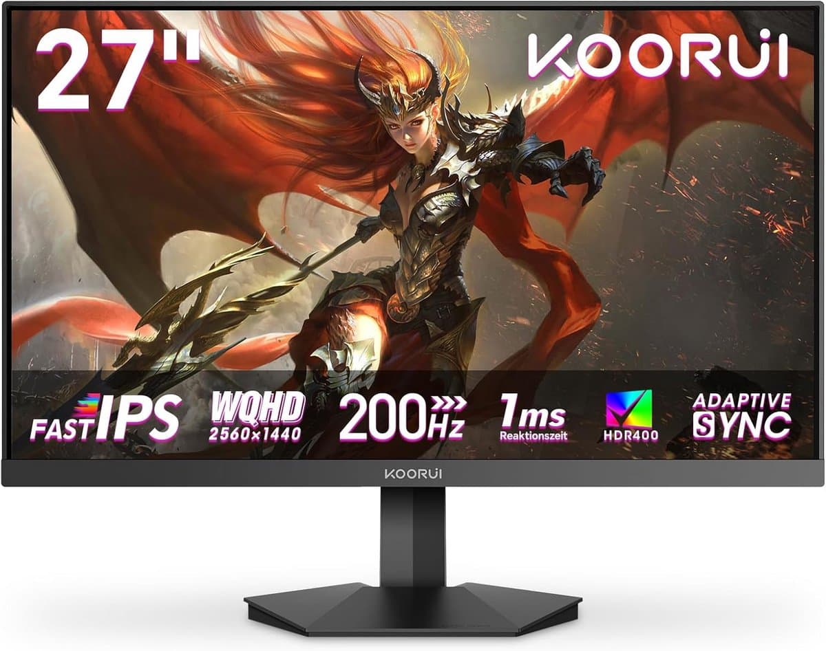 27 Inch Gaming Monitor - 200Hz QHD IPS Screen, 1ms Adaptive Sync - Perfect for PC Gaming