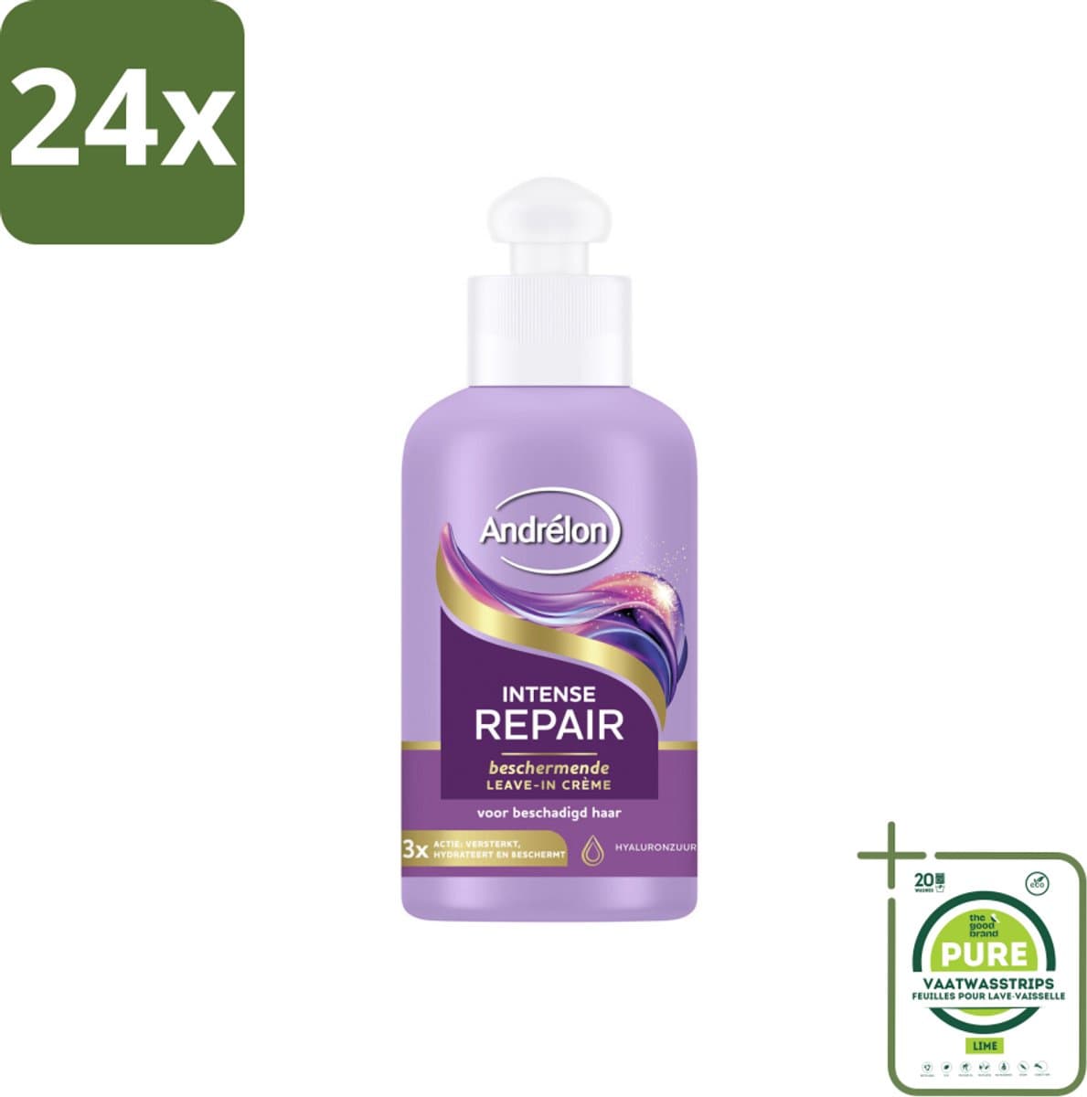 Andrélon – Leave-In Crème – Intense Repair – 200 ml - Voordeelverpakking - 24 stuks - Haarverzorging - Droog haar