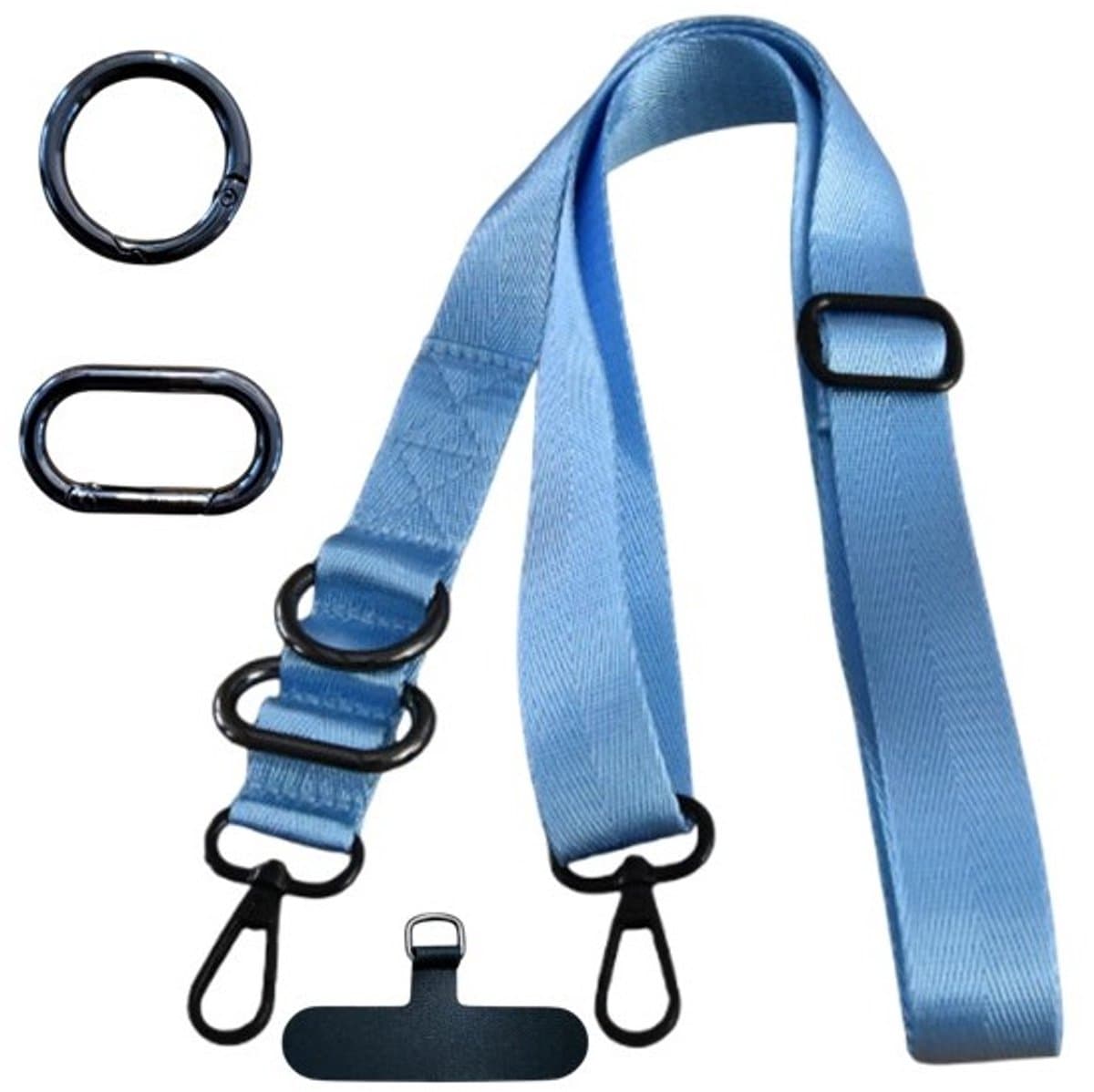 Mj Joys® - Telefoon koord - Telefoonkoord Crossbody - Crossbody Lanyard - Telefoonketting – Telefoon Nekkoord XL - Telefoonkoord Universeel - Phone cord - Telefoonkoorden – Telefoonkoord XL - Verstelbaar tot 160 cm - Lichtblauw