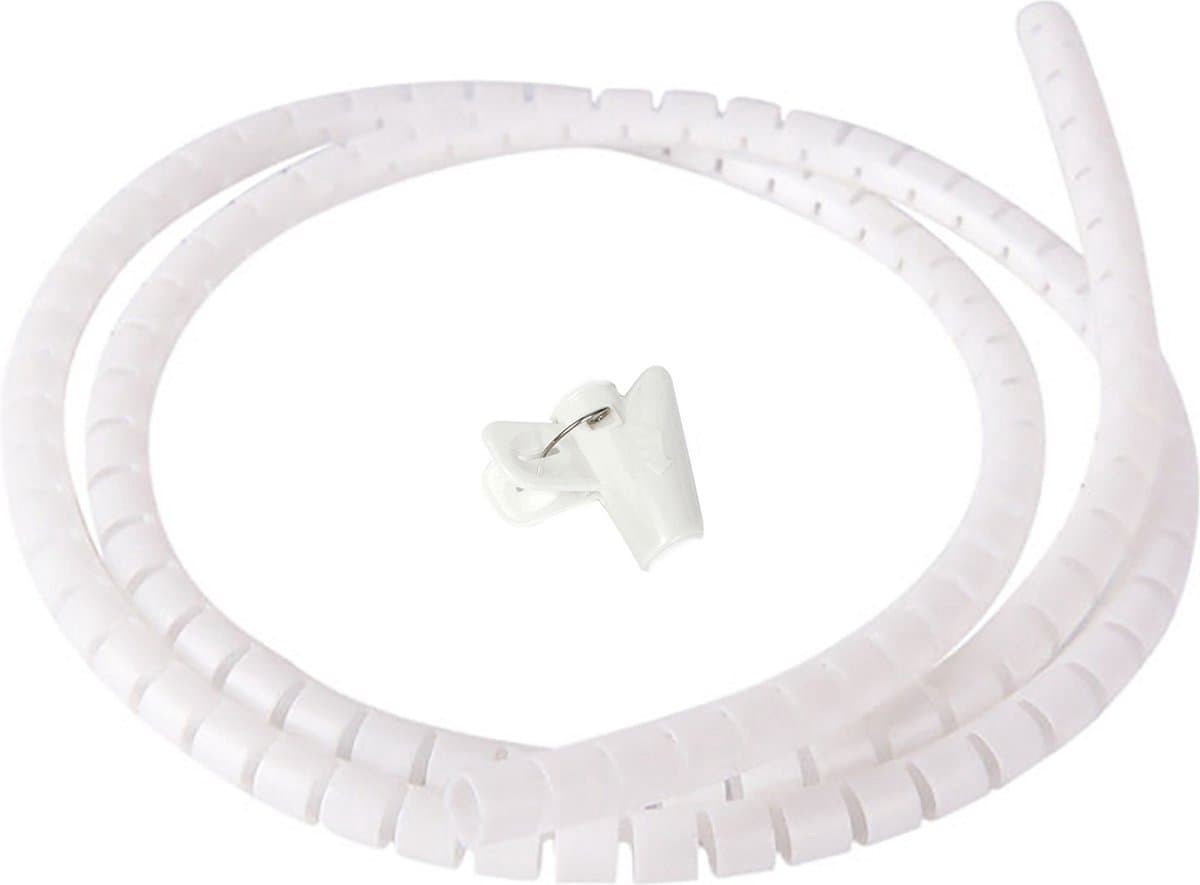 Jumada's - Spiraal Kabelslang - 2M Lengte - 10 mm dik - Met Handige Rijgtool - Wit