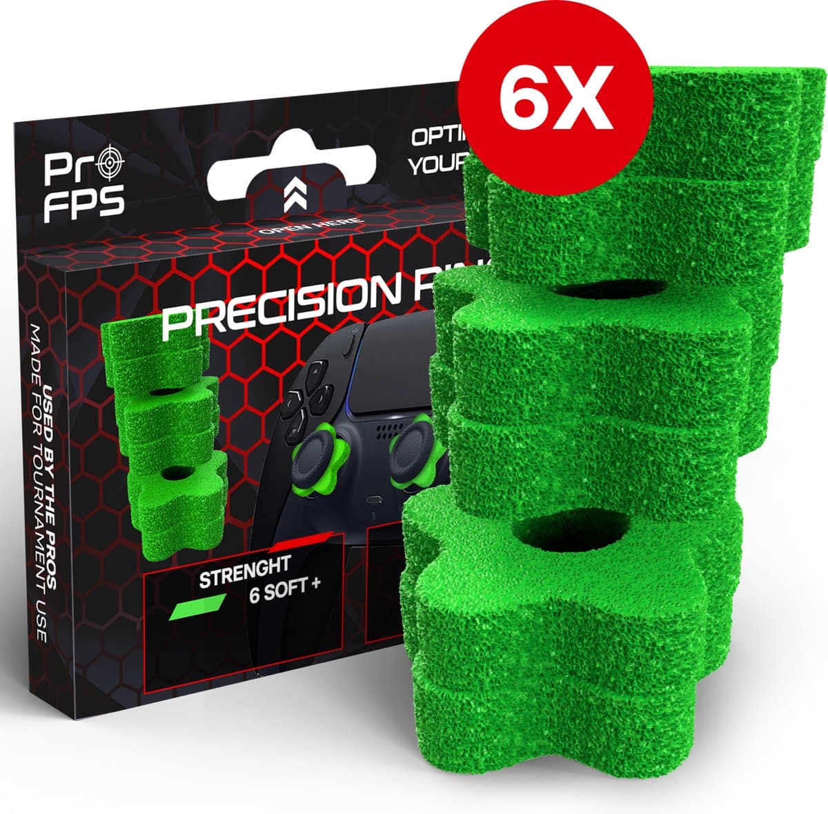 ProFPS Precision Rings geschikt voor PlayStation 4 (PS4), PlayStation 5 (PS5) & Xbox Controller - eSports Gaming Accessoires - Soft+ Thumb Grips - 6 stuks