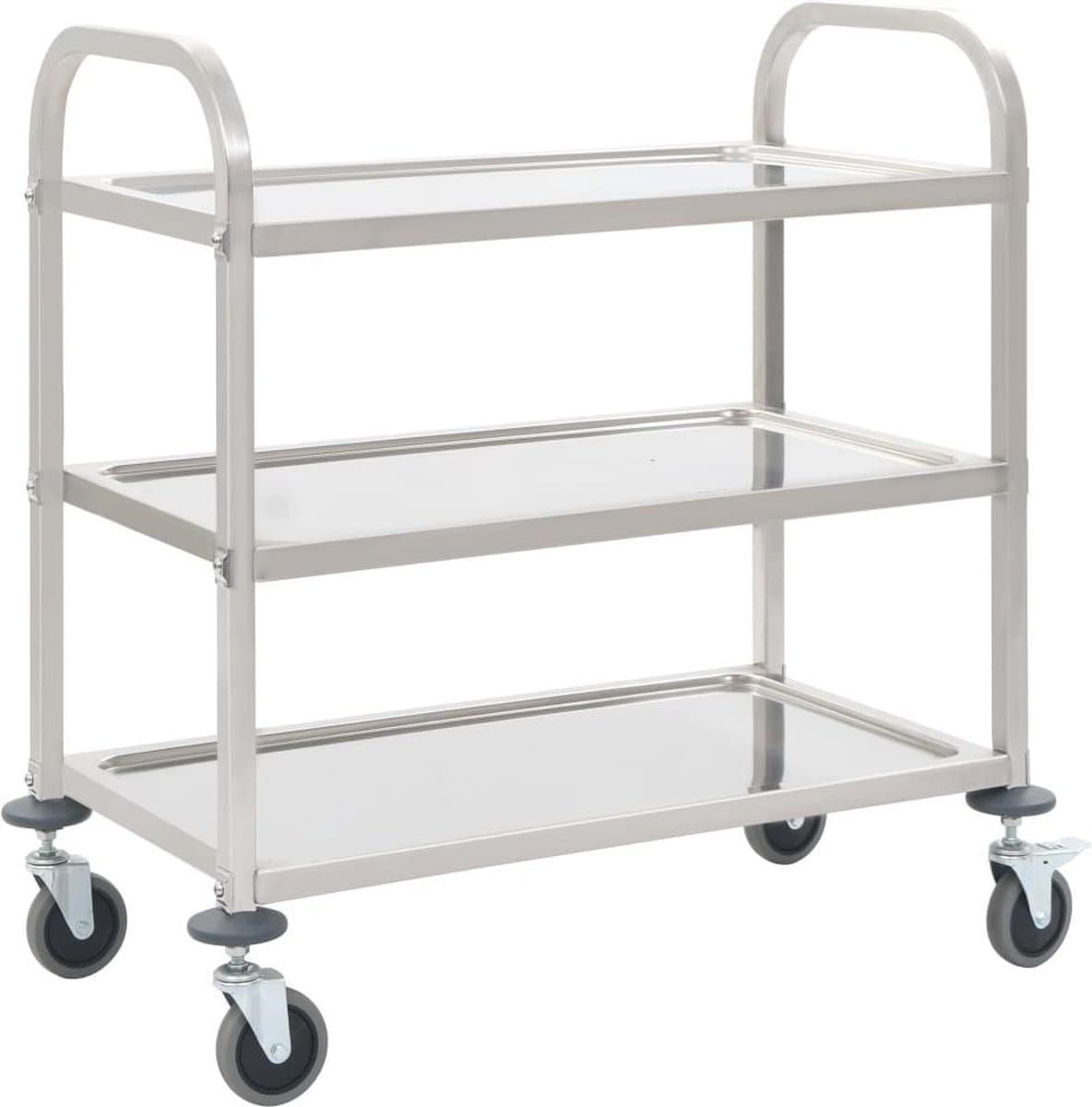 vidaXL Keukenwagen 3-laags serveerwagen - RVS, 96,5 x 55 x 90 cm