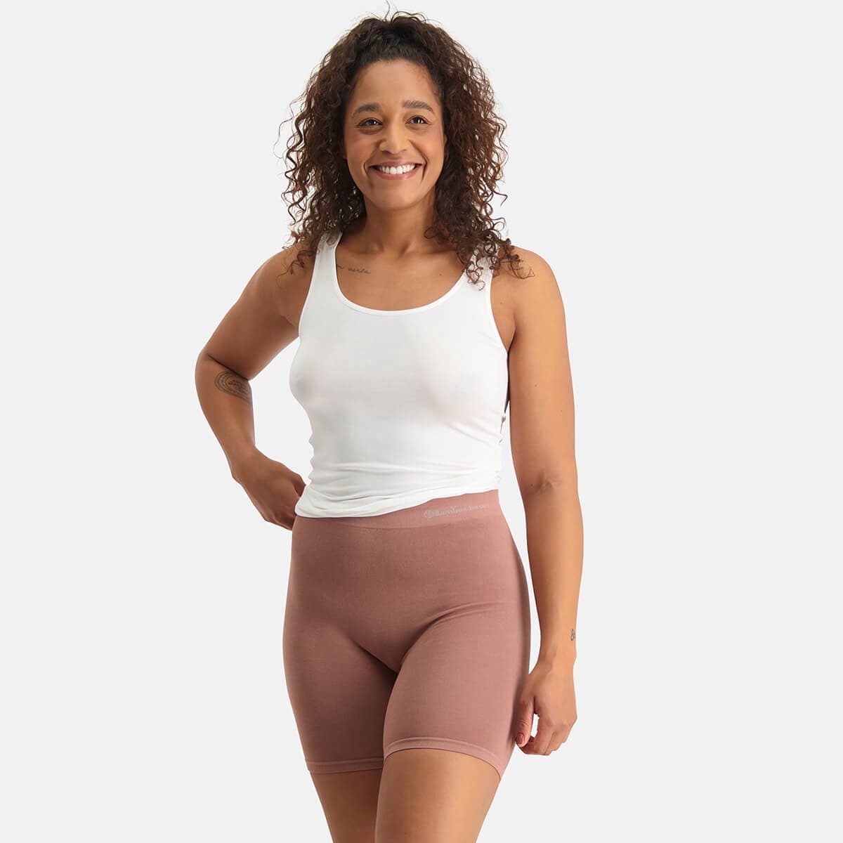 Bamboo Basics Biker Short Dames Naadloos Suze - Tan Korte Legging Dames - Maat L - Bamboe Bikershort Dames - Lange Onderbroek Dames