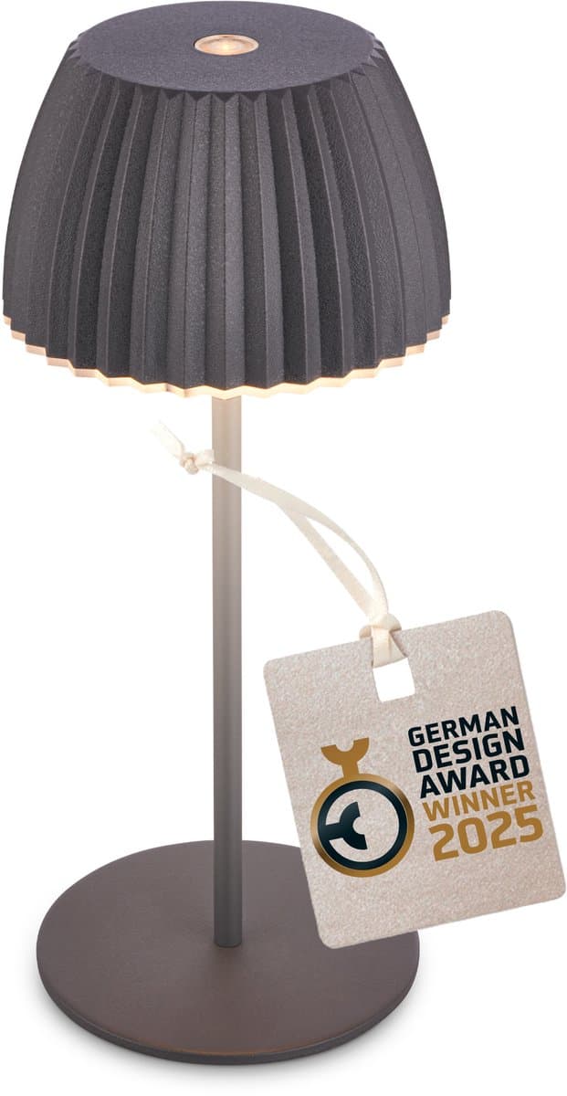 BRILONER Champ mini - Tafellamp oplaadbaar - snoerloze lamp - met touch dimbaar - voor binnen en buiten - german design award winner 2025 - antraciet - Ø8,5 x 20cm