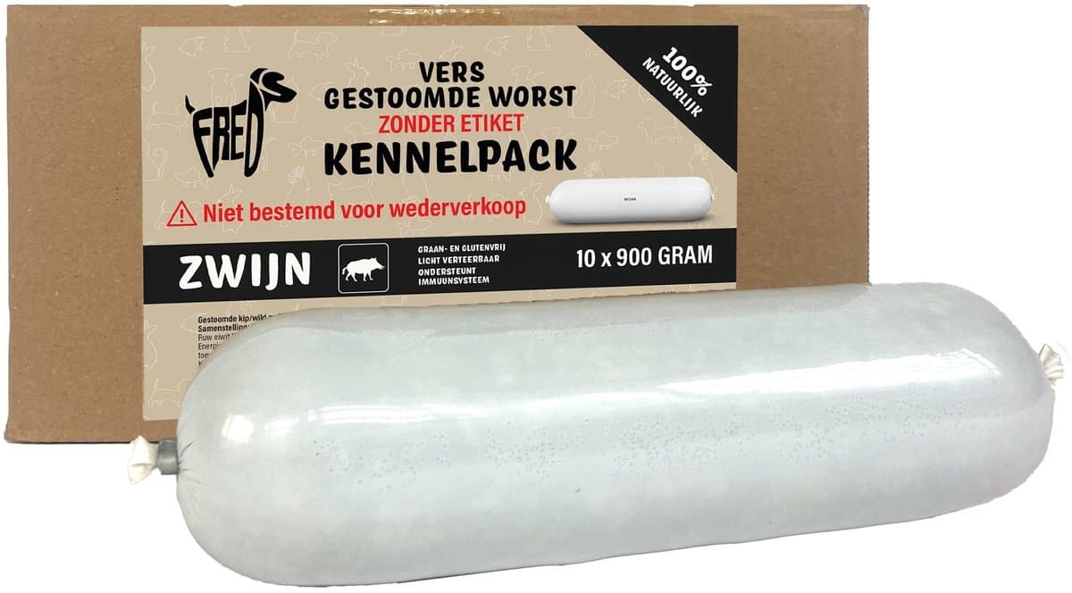 Freds Gestoomd Vers Vlees Worst Kennelpack Zwijn Graan En Glutenvrij