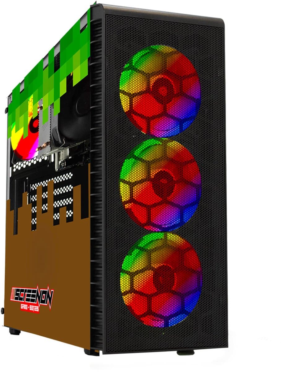 ScreenON - Minecraft Gaming PC Black - Ryzen 3 - 16GB RAM - 500GB SSD - Windows 11 Pro + WiFi & Bluetooth!