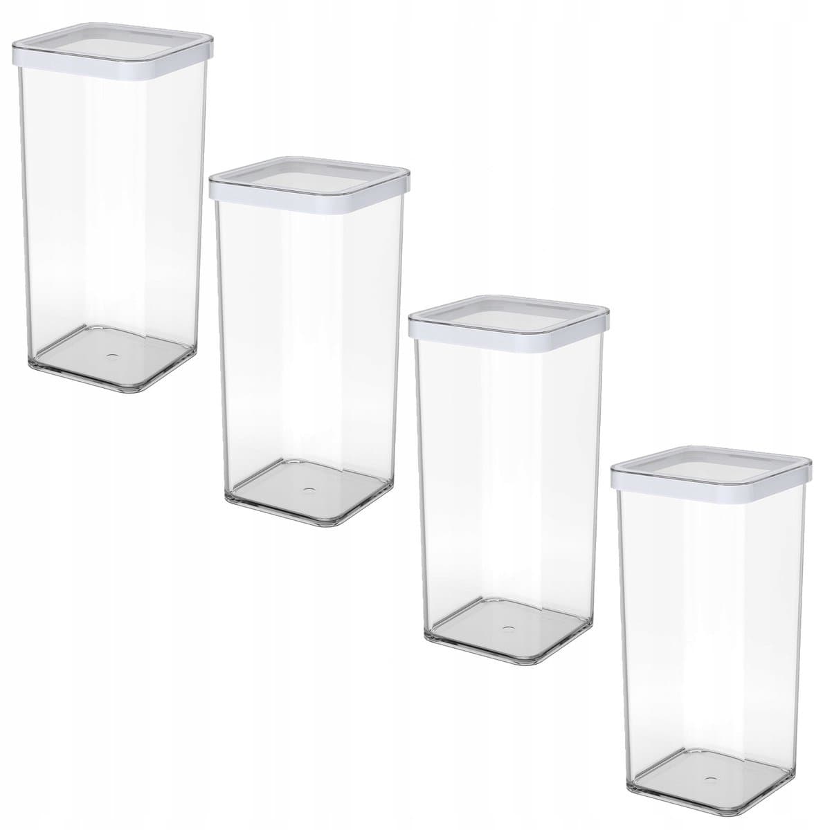 Set van 4 voorraadbussen voor voedsel, droge producten, pasta, rijst, meel, Rotho LOFT 1,5 L