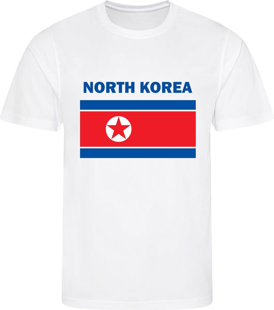 Noord-Korea - North Korea - T-shirt Wit - Voetbalshirt - Maat: 146/152 (L) - 11-12 jaar - Landen shirts