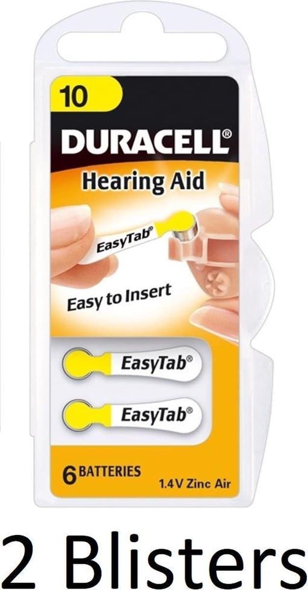 12 Stuks (2 Blisters a 6 st) Duracell Hearing Aid DA10 1.4V niet-oplaadbare batterij