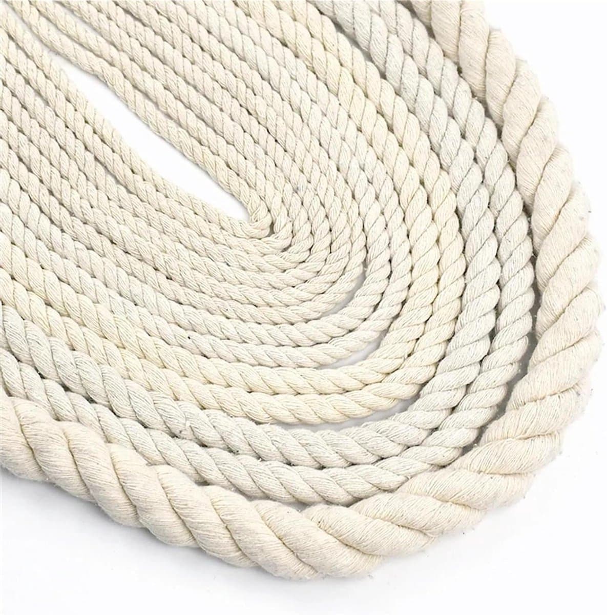 Katoenen Touw - Gedraaid Koord - Decoratieve Projecten - Hoge Vasthoudendheid - 5mm 2 Meter - Beige