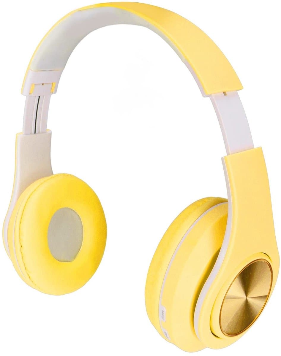 Dailygoody - Opvouwbare Hoofdtelefoon - Draadloze Headset - Comfortabel en Stijlvol - Gele Kleur - Hoge Geluidskwaliteit - Geschikt voor Telefoon en L