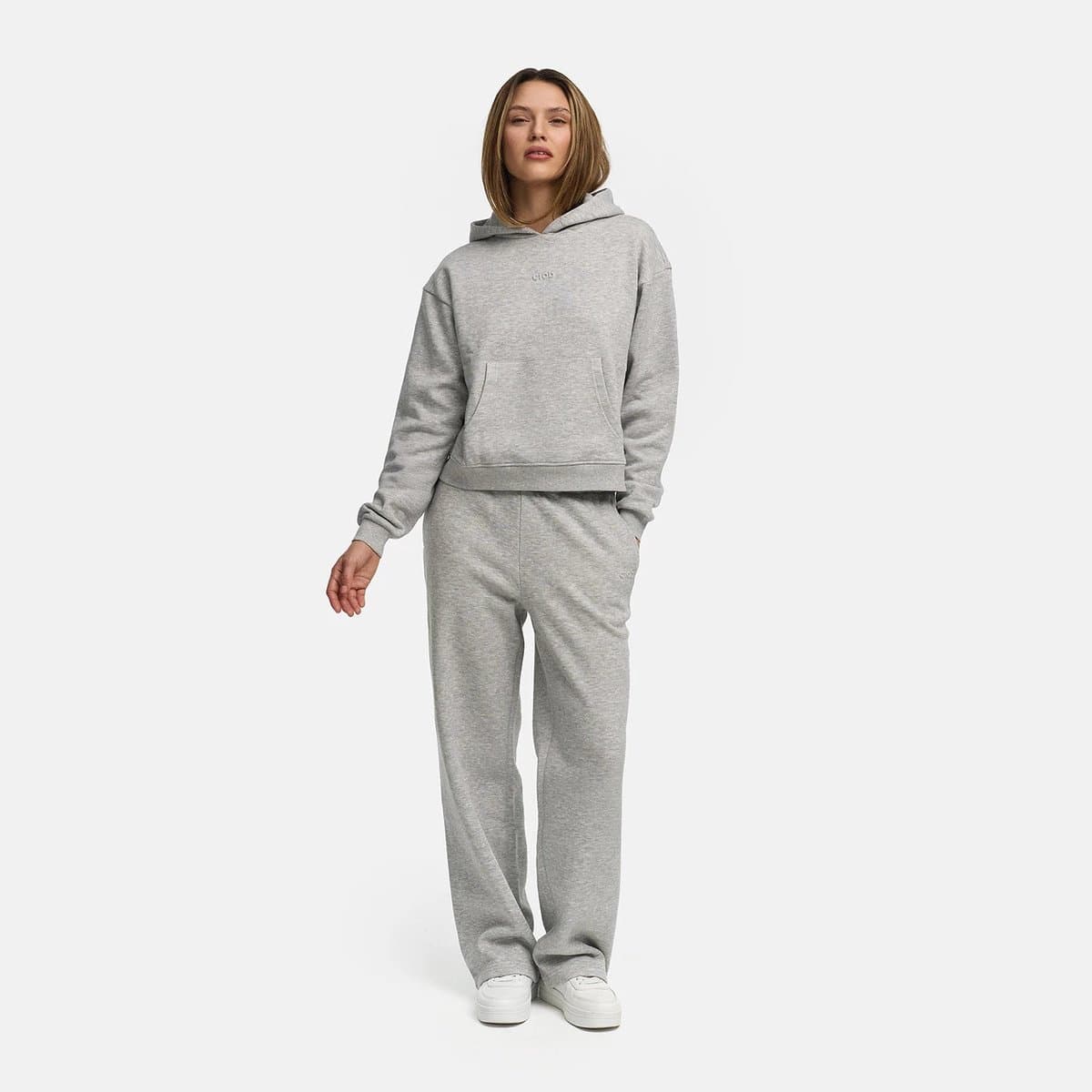 cfab - Relaxte rechte broek voor elke dag - Lichtgrijs gemêleerd - L