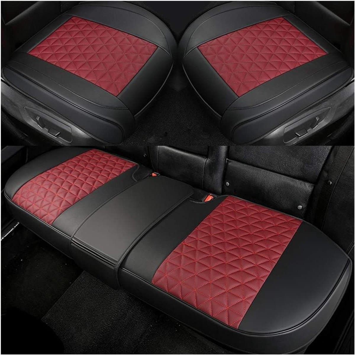Autostoelhoes Set - Stoelbeschermer Auto - Bescherming Interieur - Universele Pasvorm - 2 Voor 1 Achter - Zwart Rood