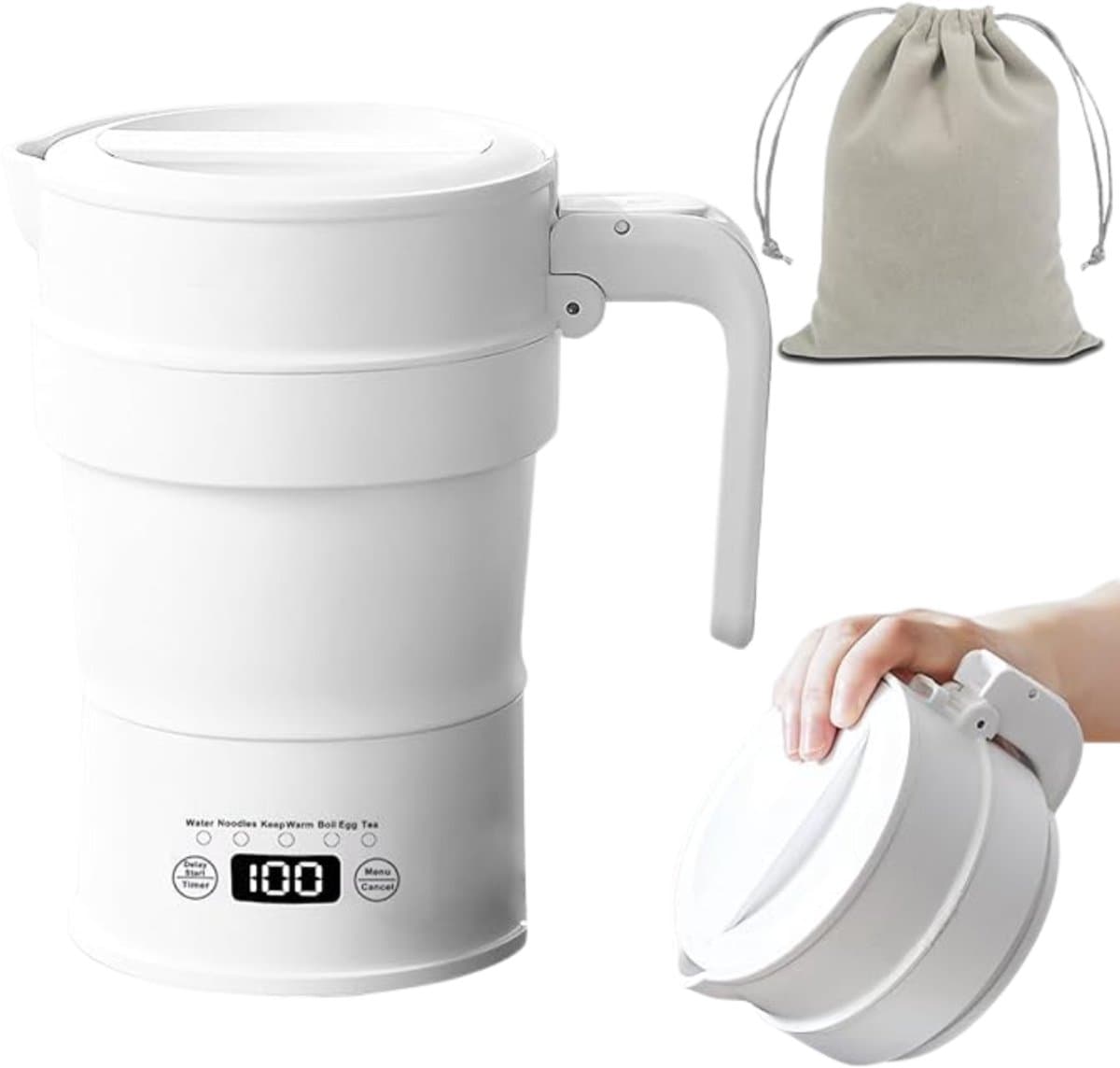 RVV® Waterkoker camping - Waterkoker klein - Waterkoker reis - WIt - 18cm x 18cm x 19cm; 0.75 kg