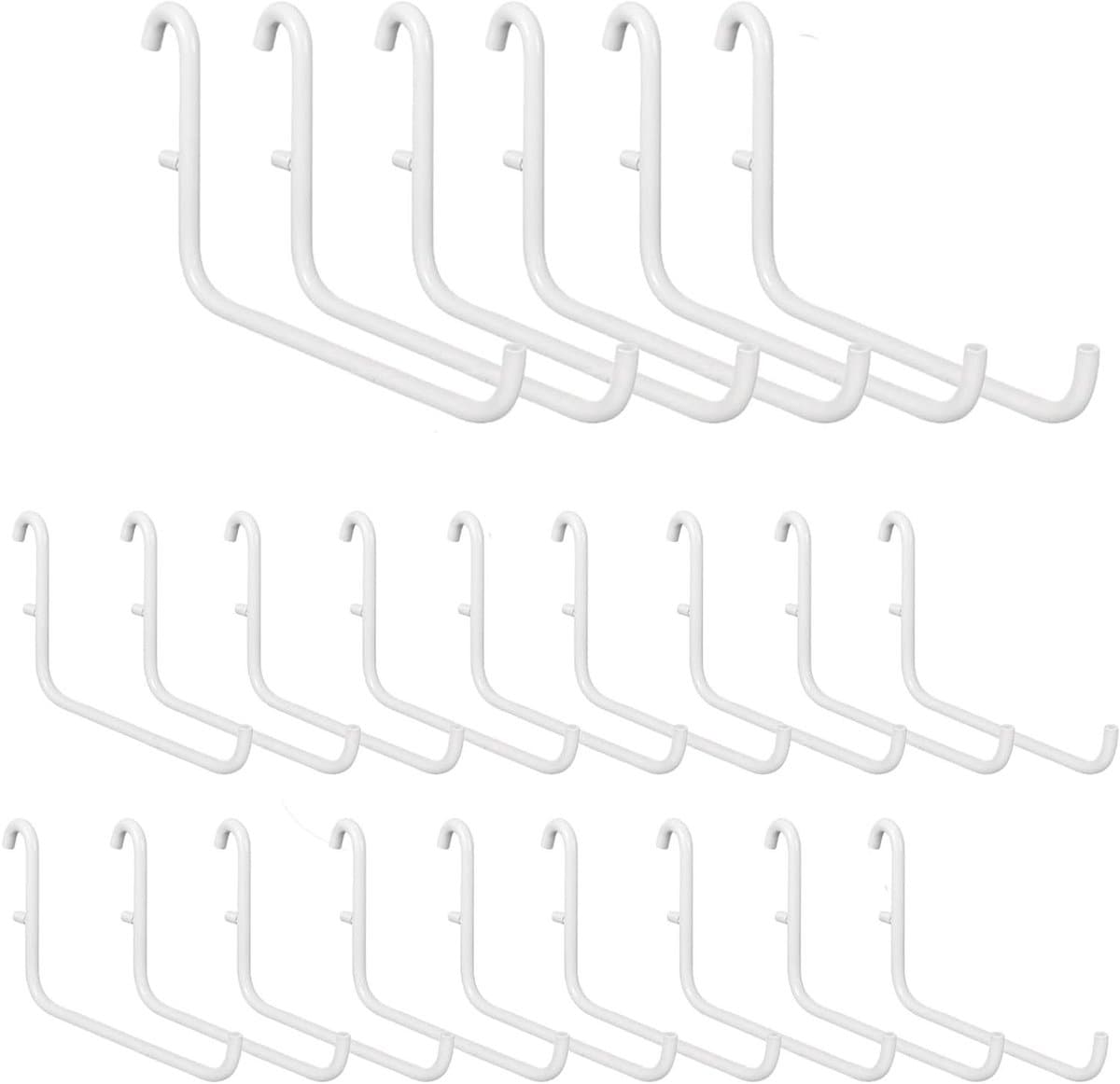 Pegboard Haken - Opberghaken Gereedschap - Werkplek Organiseren - Roestvrij Staal - 24 stuks - Wit