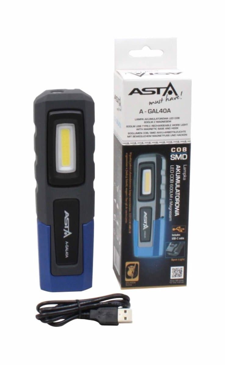 Asta A-GAL40A - Accu Werkplaatslamp - 600 Lumen - USB-C