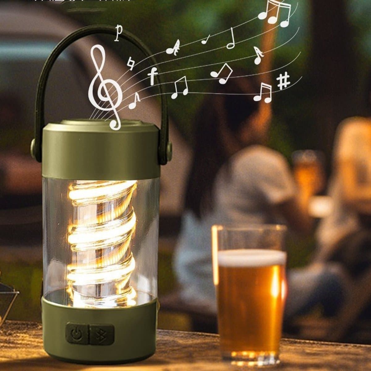 LED kampeerlamp met bluetooth luidspreker oplaadbaar 2000mAh accu 3 helderheidsstanden 110LM compact lichtgewicht geschikt voor kampeeruitjes en buitenactiviteiten