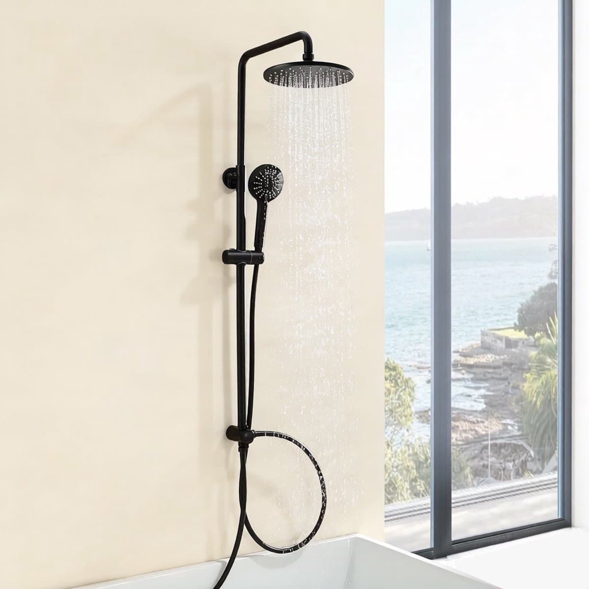 Cecipa Max Regendouche - Zonder kraan - Zwart Doucheset - Regendouche Ø 22 cm - Handdouche met 3 standen - Hoogte Verstelbaar 75-110 cm - Waterbesparend