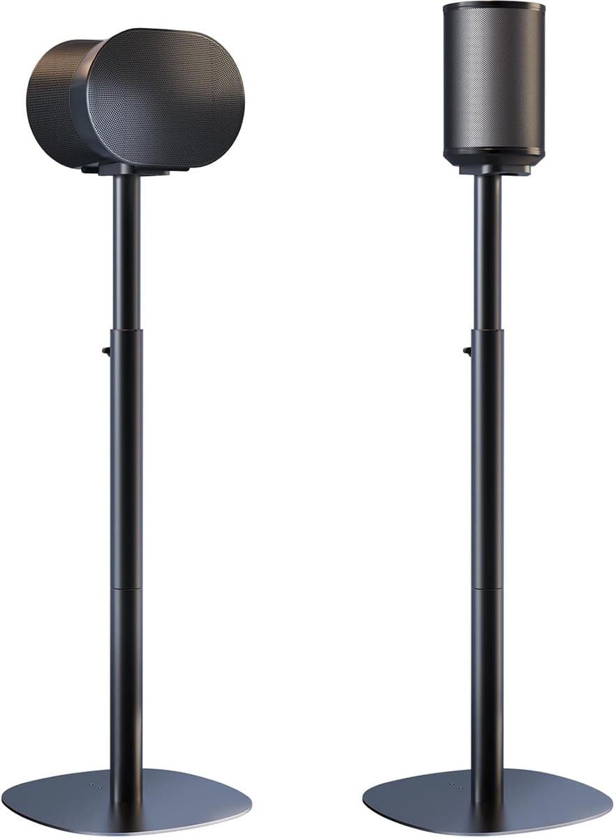 Speaker Stands - Verstelbare Voetstukken - Optimaal Geluid - Ruimtebesparende Basis - 74-99 cm - Zwart