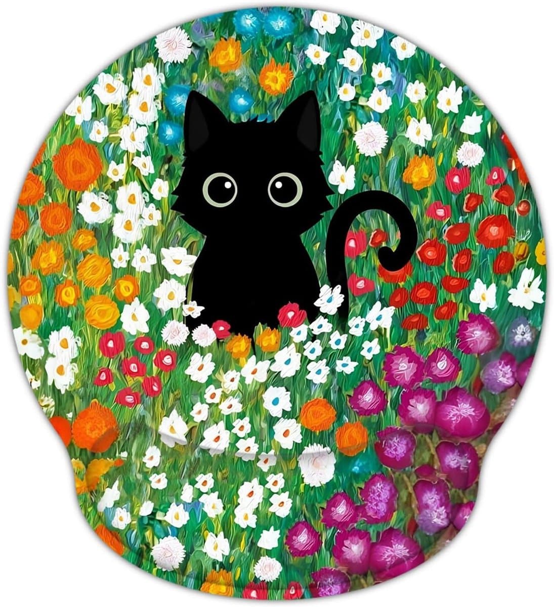 Ergonomische Muismat met Gelkussen en Polsteun - Ideaal voor Comfortabel Werken met Kattenbloemen Design