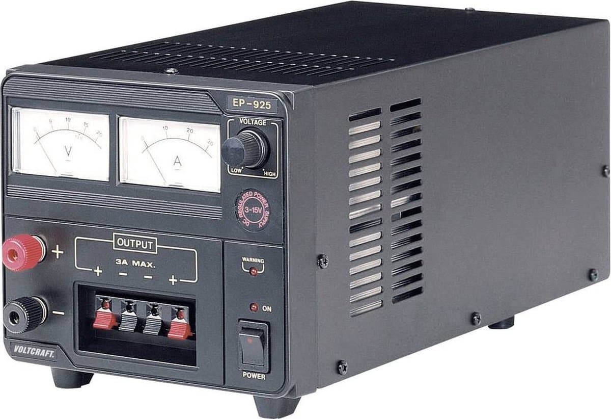 VOLTCRAFT EP-925 Labvoeding, regelbaar 3 - 15 V/DC 2 - 25 A 375 W Aantal uitgangen: 1 x