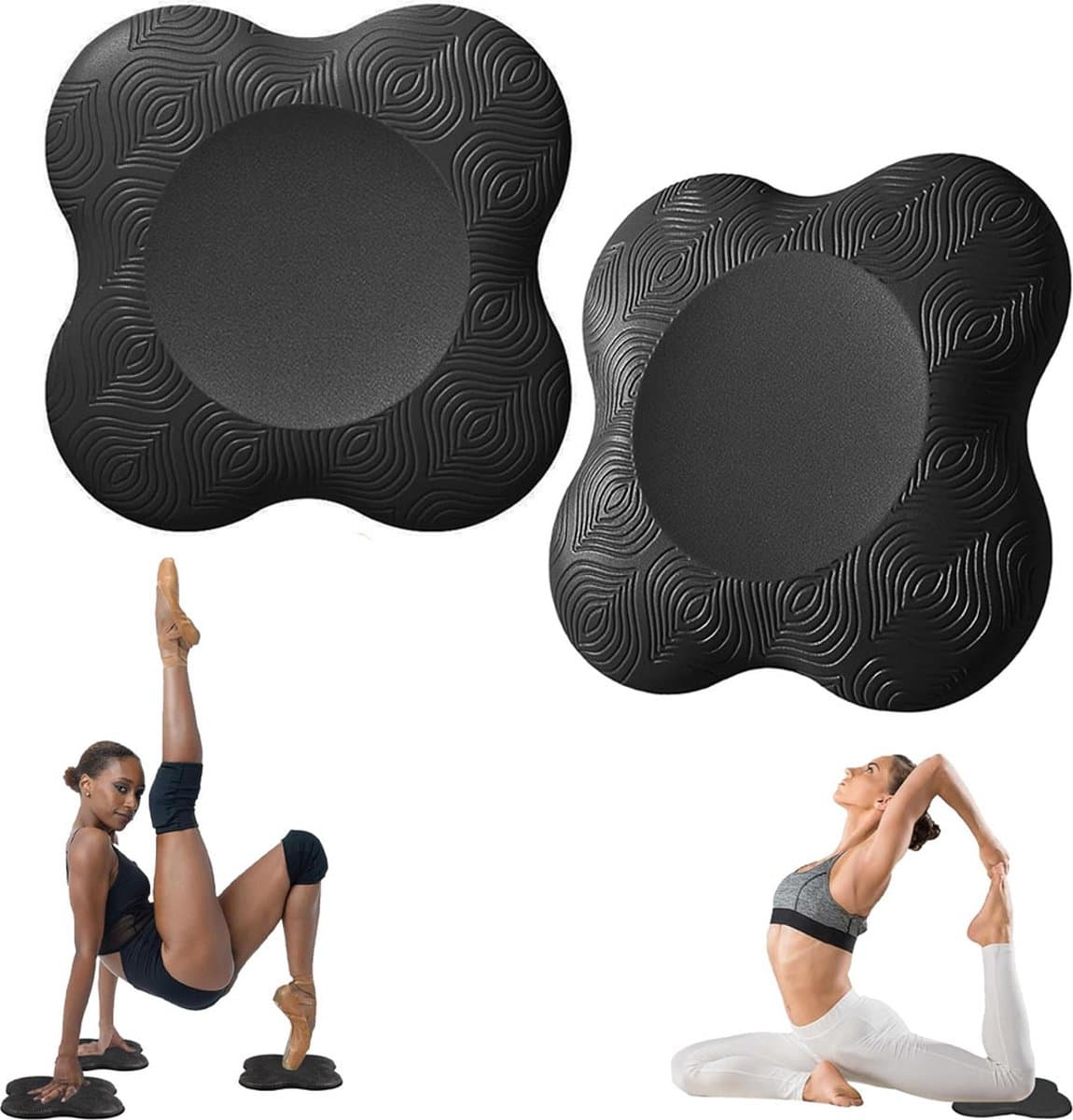 Yoga Knie Kussens - Set Van 2 Stuks - Yoga Kniebeschermer Mat - Sport Balans Kussen - Antislip Yogamatten - Kussen - Knee Pads - Kniestukken - Kniebeschermers - Kniemat - Sportmat - Fitness - Ondersteuning Van KnieëN, Polsen En Ellebogen - Zwart