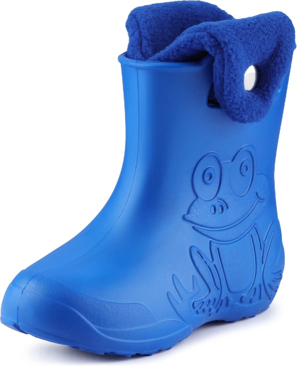 Ladeheid LA-CA-FrogButton Kinder Regenlaarzen - Rubber - met Binnenschoen - EVA - Wasbare Binnenschoen – Blauw/Navy Blauw -26/27