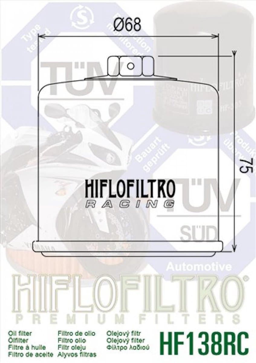 oliefilter hiflofiltro voor motorfiets cagiva 1000 raptor v-raptor 2000 tot 2004 hf138rc nieuw