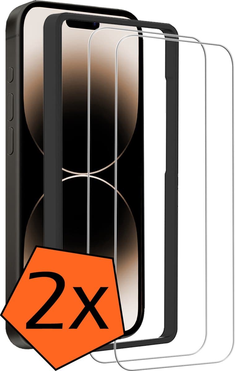 Screenprotector - 2 Stuks - Geschikt voor Apple iPhone 14 Pro Max - Met Installatie Frame - Gehard Glas - Beschermglas - Tempered Glass - Screen Protector