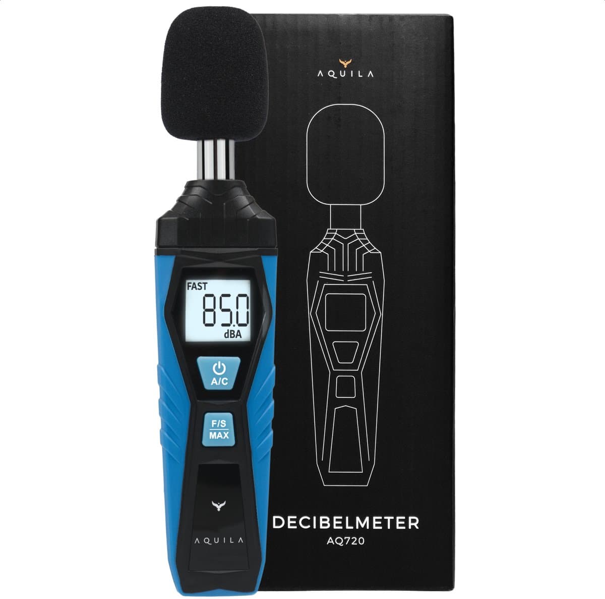 Aquila Digitale Decibelmeter & dB Meter voor Geluidsisolatie - Geluidsmeter Nauwkeurig tot 1.5 dB - Meter 30 tot 130 Decibel - Incl Batterijen & Opbergetui