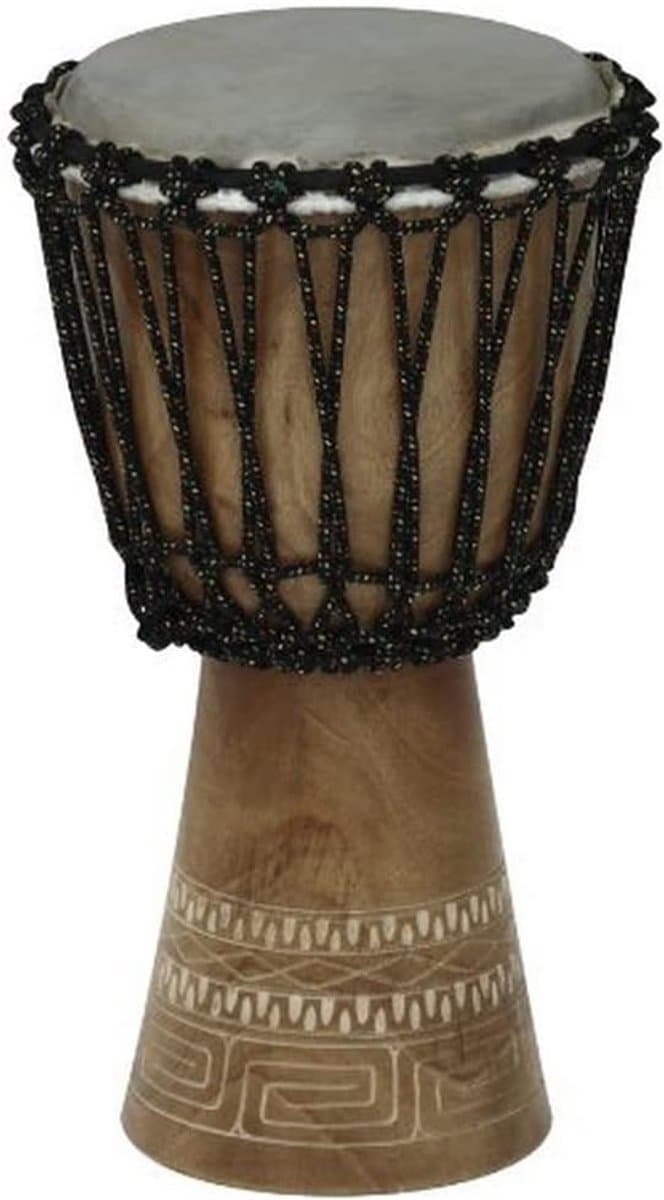 Handtrommel Djembe - Percussie Instrument - Muziek Maken - Ambachtelijk Vervaardigd - 65cm Hoog 30cm - Mahonie Bruin